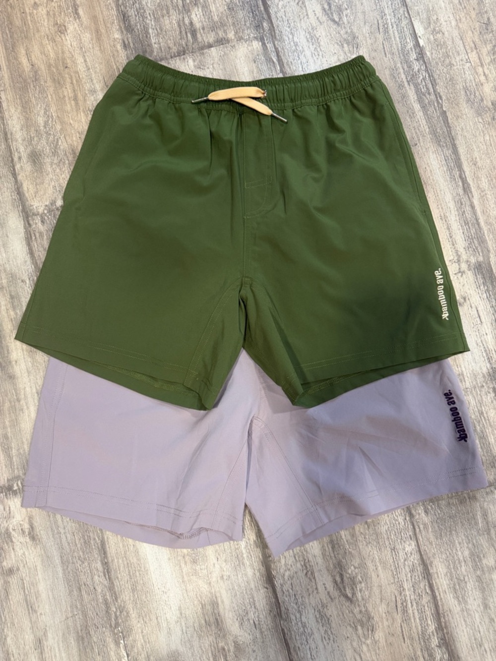 Bamboo Ave - Men’s lined shorts - Sz Small -Lot of 2 - Green and Purple